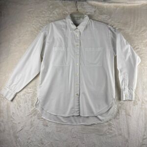 LOFT Shirt Womens M White Long Sleeve Button Up Classic Style